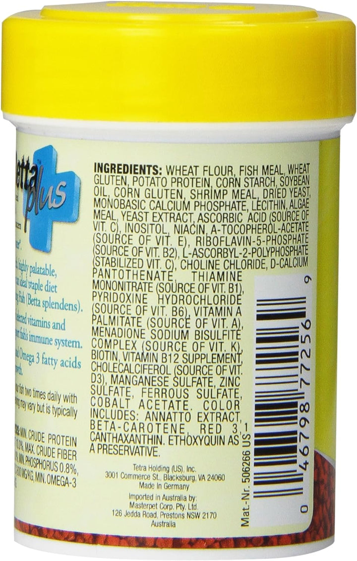 betta plus Floating Mini Pellets, Fish Food with Natural Color Enhancer, 1.2 Ounces