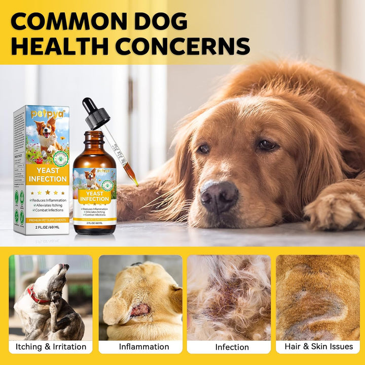 Yeast Infection Treatment for Dogs, Natural Yeast Infection Treatment Drops for Dog Itch Relief, Dog Allergy Relief, Dog Yeast Ear Infection Treatment, 2.02Fl.Oz
