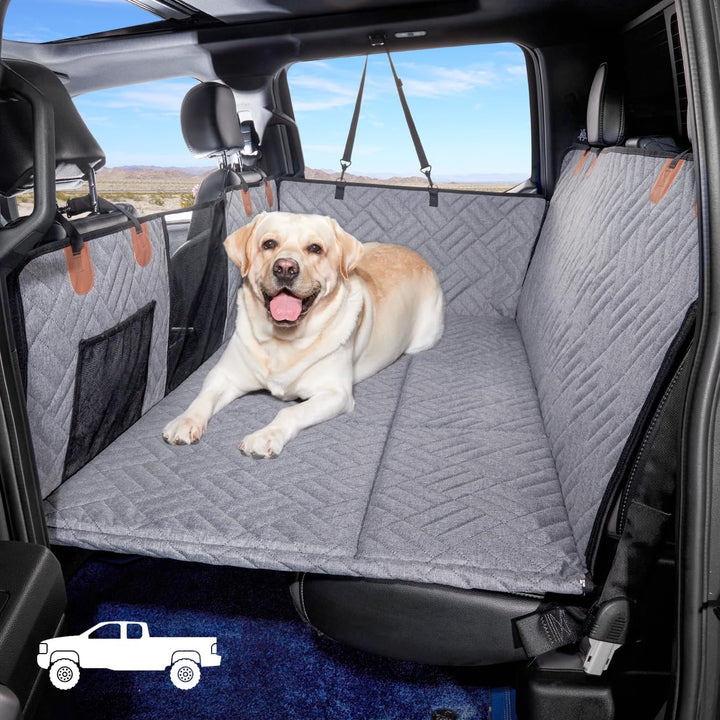 Back Seat Extender,Dog Seat Cover for Back Seat,Hard Bottom Car Seat Cover for Dogs,Dog Hammock for Car,Back Seat Pet Cover for Dogs(Black)