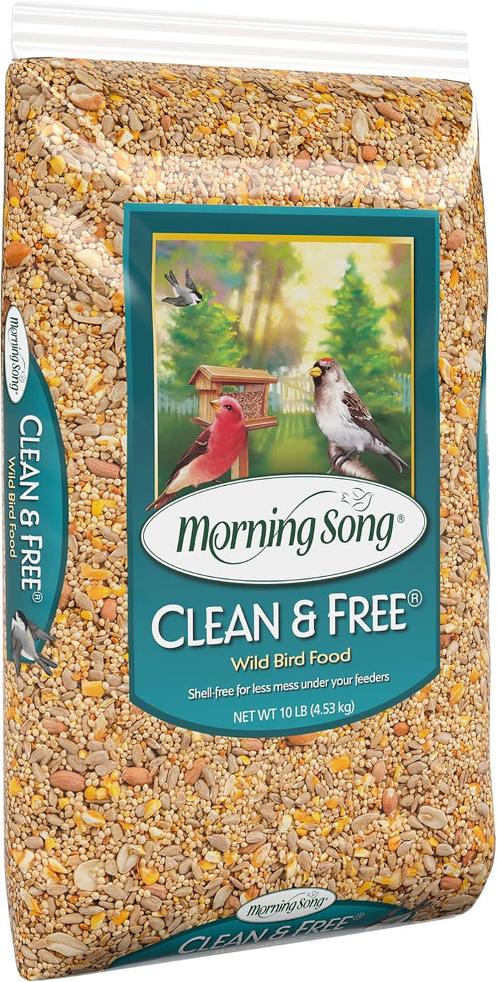 Clean & Free Shell Free Wild Bird Food, Premium No Mess Bird Seed for outside Feeders, 10-Pound Bag