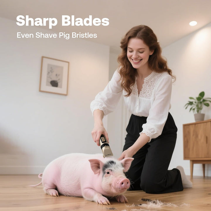 Dog Grooming Clippers, Low Noise, Electric Quiet, Adjustable Clipper Comb, Rechargeable Cordless Dog Hair Clippers for Dogs Cats Pets, Gold