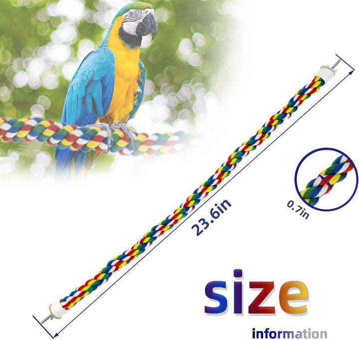 Bird Bungee Climbing Swing - Colorful Parakeet Rope Perch (23.6 Inches)
