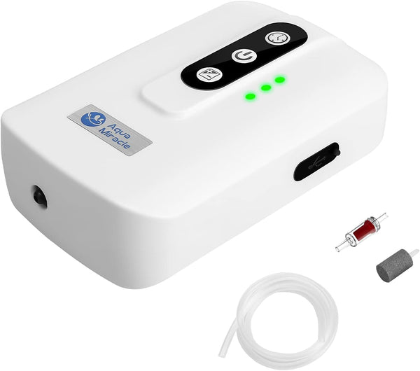 Lithium Battery Powered Portable Aquarium Air Pump for Fish Tank, USB Rechargeable Aquarium Bubbler Aerator for Outdoor Fishing, Power Outages and Emergency