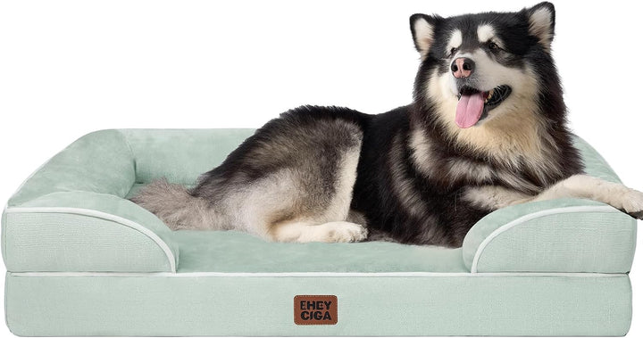 Orthopedic Dog Beds for Extra Large Dogs 44X32Inch, Waterproof Memory Foam XL Pet Bed with Sides, Non-Slip and Egg-Crate Foam Big Dog Couch Bed with Washable Removable Cover, Grey