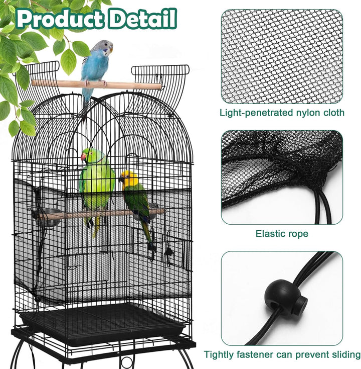 2 Pack Bird Cage Seed Catcher Guard, Bird Cage Cover,Heavy Duty Adjustable Nylon Mesh Netting Seed Catche for Parrot Parakeet Macaw African(L-94.4’’*14.9’’)
