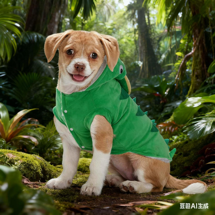 Chameleon Dog Costume for Halloween,Winter Fleece Pet Cat Coat Jacket for Small Medium Large Dog,Pet Funny Clothes Hoodie Labrador Bulldog Chihuahua(S, Green)