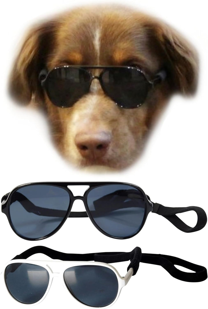 G010 Dog Pet Costume Aviator Sunglasses for Medium Breeds 20-40 Lbs (Black)