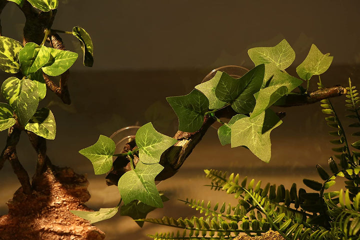 Reptile Corner Branch Terrarium Plant Decoration with Suction Cup for Amphibian Lizard Snake Climbing