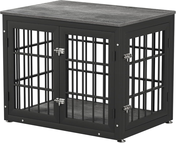 48 Inch Rustic Heavy Duty Dog Crate Furniture for Extra Large Dogs, Decorative Pet House End Table, Wooden Cage Kennel Furniture Indoor, Black and Brown