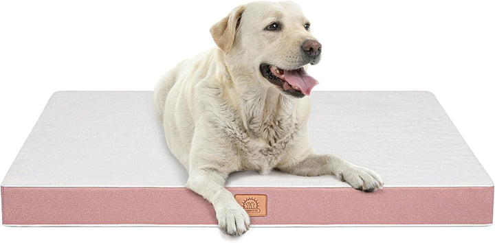 Orthopedic Dog Bed for Large Dogs - Big Waterproof Dog Crate Bed with Removable Washable Cover, Egg Crate Foam Support, Anti-Slip Bottom, Deluxe Plush Pet Bed Mat (Grey)