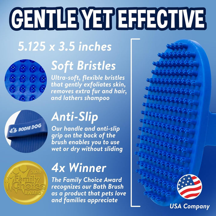 Shampoo Brush - Pet Grooming & Bath Supplies for Dogs and Cats - Bath Brush for Long & Short Hair - Premium Scrubber for Shower, Bathing & Massage (One Pack, Blue)