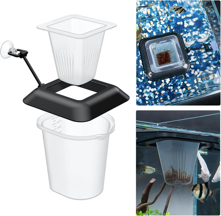 2 Pcs Fish Feeding Ring for Aquarium – round and Square Floating Food Feeder with Suction Cup for Betta, Goldfish, Guppy, Turtle & Small Fish