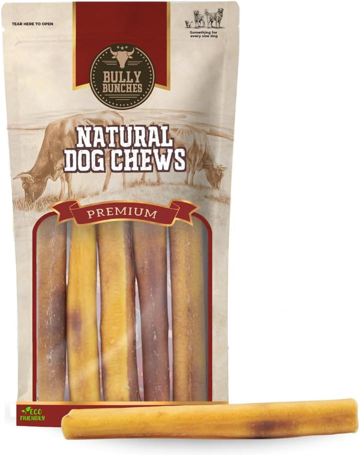 Premium 6 Inch Standard Odor-Free Bully Sticks for Small to Medium Dogs & Puppies - Long Lasting Chews for Oral Care - All Natural, 100% Beef Dog Treats, Rawhide Free (5 Pack)