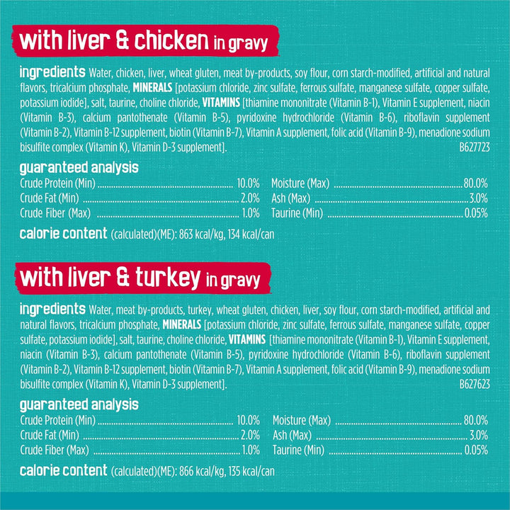 Purina  Wet Cat Food Variety Pack, Tasty Treasures Prime Filets (With Chicken and Tuna, with Chicken, and with Ocean Fish and Tuna, and with Turkey) - (Pack of 24) 5.5 Oz. Cans