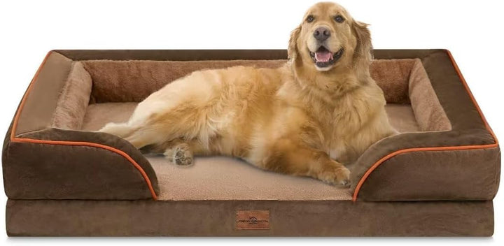 Orthopedic Dog Bed for Extra Large Dogs 42X30 Inch, Waterproof Supportive Egg Crate Foam XL Pet Bed with Removable Bolsters, Dog Couch with Washable Cover & Non-Slip Bottom, Grey