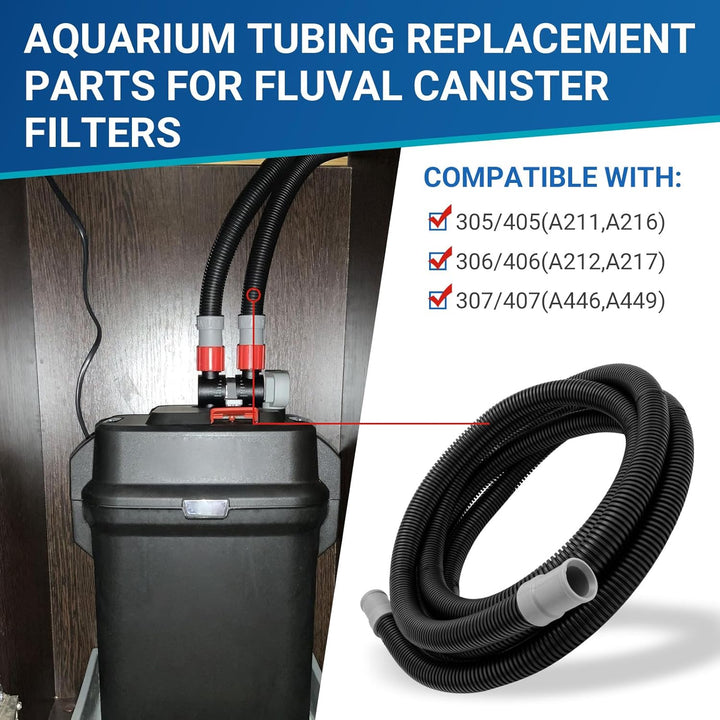 Aquarium Ribbed Hosing for Fluval 407 307 Replacment Parts, Aquarium Pumps & Filters 406 306 Hose, Aquarium Tubing Compatible with Fluval Hose A20015