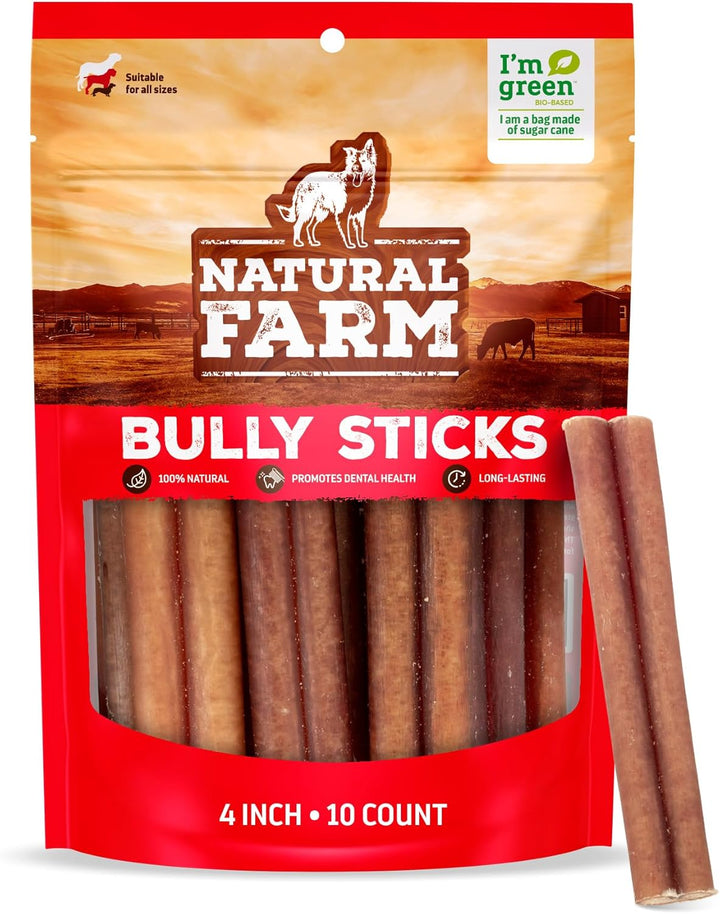 Odor-Free Bully Sticks (6 Inch, 25 Pack), 1.3 Lb. Bag, Fully Digestible 100% Beef Pizzle Chews, Grass-Fed, Non-Gmo, Grain-Free, Natural Long-Lasting Chews for Small & Large Dogs