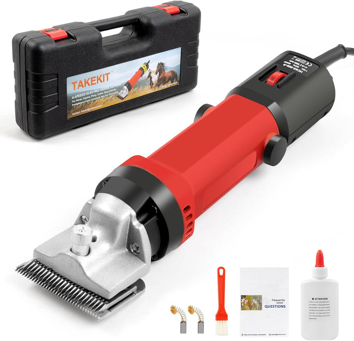 Horse Clippers, 600W Professional Heavy Duty Horse Body Clippers, 6-Speeds Large Livestock Clippers for Body Clipping Horse Equine Cattle and Thick Coat Animals, with One Set of Extra Blades