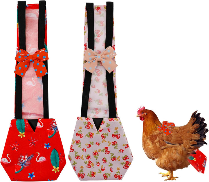 2 Pcs Chicken Diapers for Hens, Poultry Diapers Multiple-Used Pet Diapers, Washable Duck Diapers for Real Ducks（Suitable for Chickens Weighing 1.1 to 3.3 Lb）