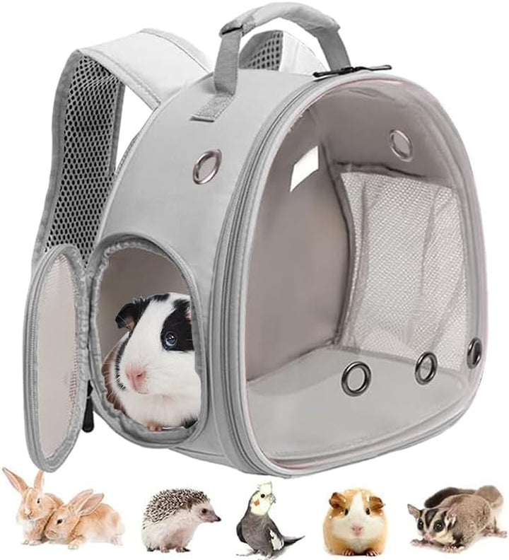 Guinea Pig Carrier Backpack, Clear Bubble Window Backpack for Guinea Pig, Bunny Rat Bird (Black, Carrier)