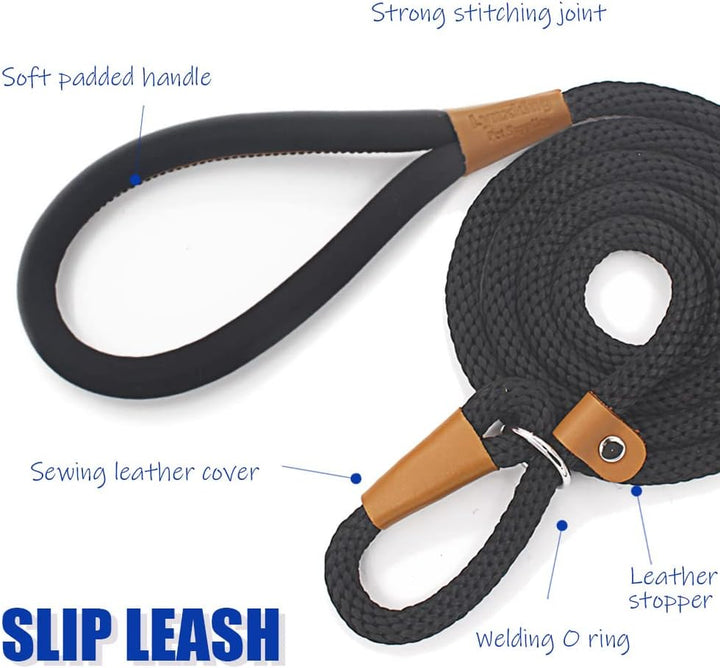 Dog Leash Slip Lead 5 6 8 FT Dog Training Leash Strong Heavy Duty Rope No Pull Training Lead Leashes for Dogs