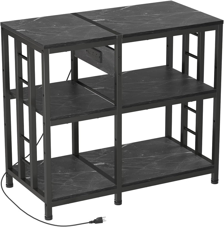 Reinforced 40-50 Gallon Aquarium Stand with Power Outlet | Ultra-Stable 750LBS Capacity Metal Fish Tank Stand for Reptile/Aquatic Setups, 5-Tier Adjustable 37"X19" Steel Shelving System