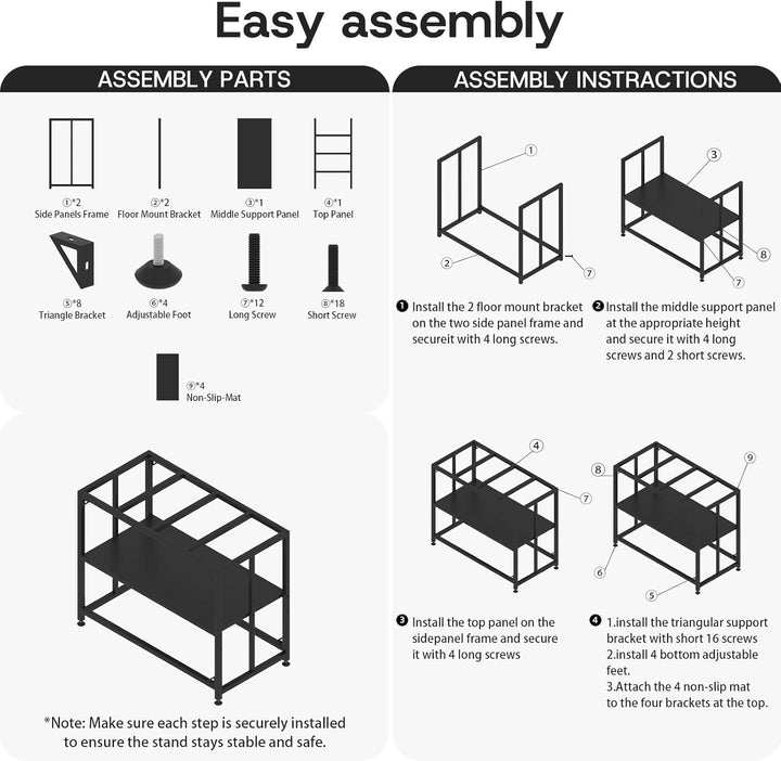 Fish Tank Stand, 40 Gallon Heavy Duty Metal Aquarium Stands, Reptile Tank, Turtle Tank, Breeder Tank Stand, Fish Tank and Stand Combo Set (Black, 36.5"X18.5"X29.5")