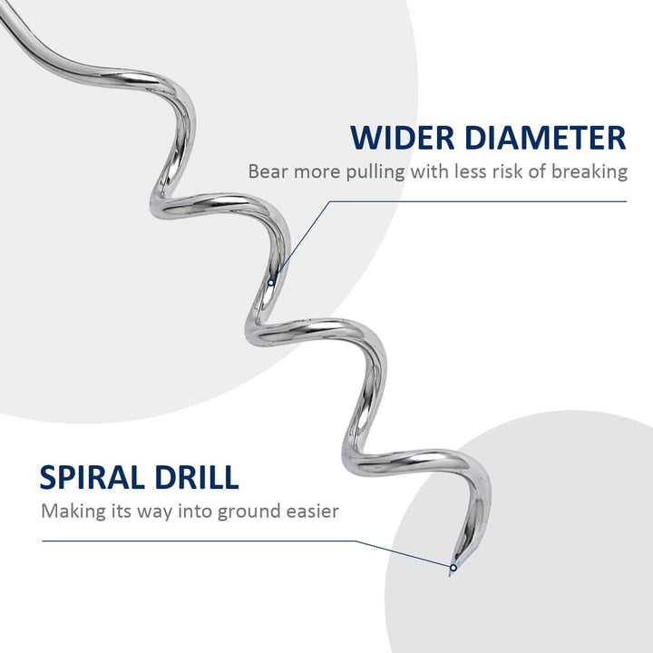 Dog Tie-Out Stake, Durable Silver Spiral Anchorstake, Secure Outdoor Tethering for All Cable Leash Chain, Camping Yard, Rust-Resistant, Easy Installation, Medium, 16 Inch