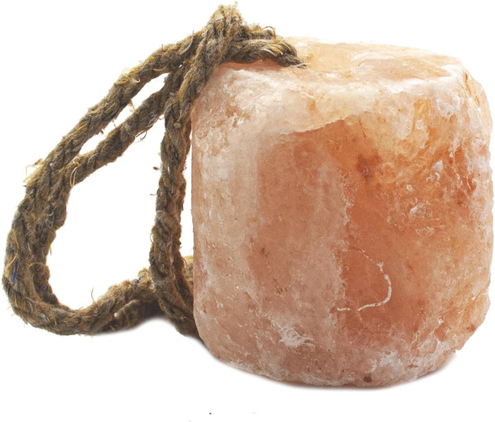 Himalayan Salt Lick Natural Minerals Block on Rope for Horses,Cattles,Deer,Goat and Other Livestock Long Lasting Original Pink Salt Lick (2.4-3.3 Lbs)