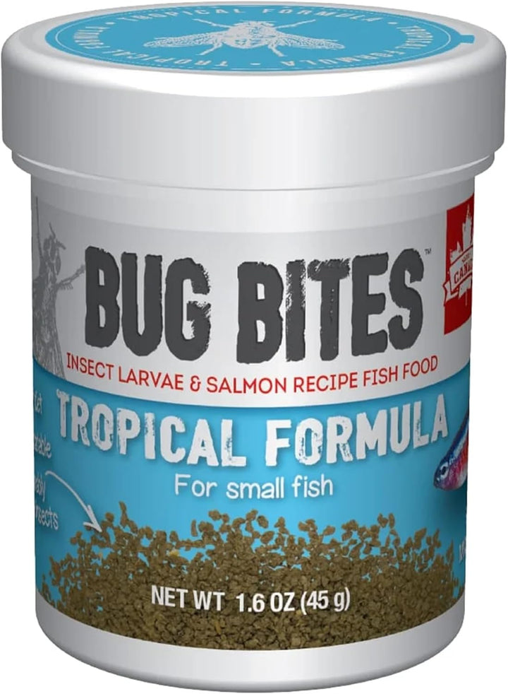 Bug Bites Tropical Fish Food, Small Granules for Small to Medium Sized Fish, 1.6 Oz., A6577