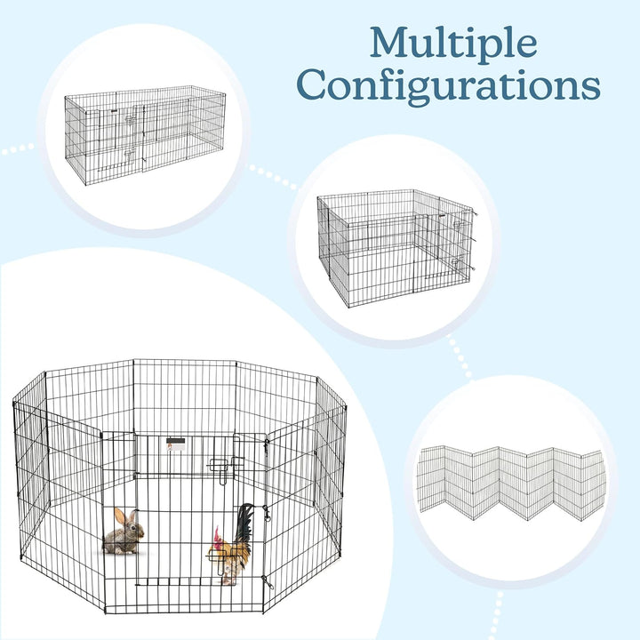Dog Playpen - Foldable Metal Exercise Puppy Play Pen with 8 24X30In Panels - Indoor/Outdoor Pen with Door for Dogs, Cats or Small Animals by