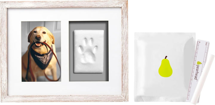 Pet Paw Print Photo Frame with Clay Imprint Kit - Wooden Pet Paw Print Frame, DIY Memorial Keepsake for Cats and Dogs, No Mess Clay for Perfect Pawprints, Ideal Home Decor and Gift, Black