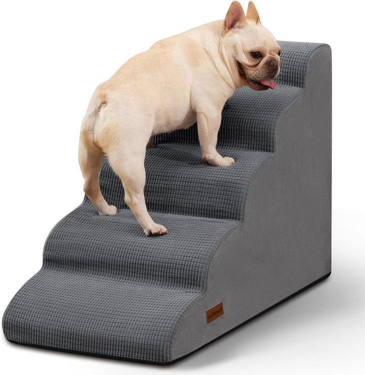 3-Step Dog Ramp and Stairs for Sofa and Chair - Non-Slip Sturdy Pet Steps for Small Dogs and Cats,15.7" H,Grey