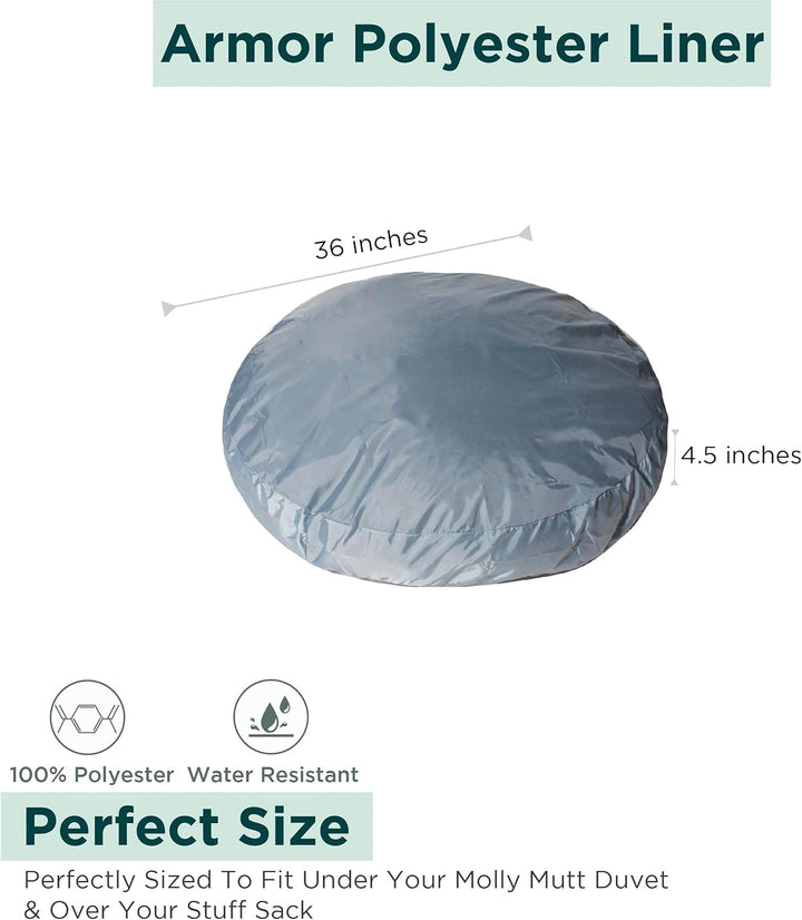 Water-Resistant Dog Bed Liner, Nylon Bed Liner for Dogs, Easy to Clean, Gray, Round, 36”X36”X4.75”