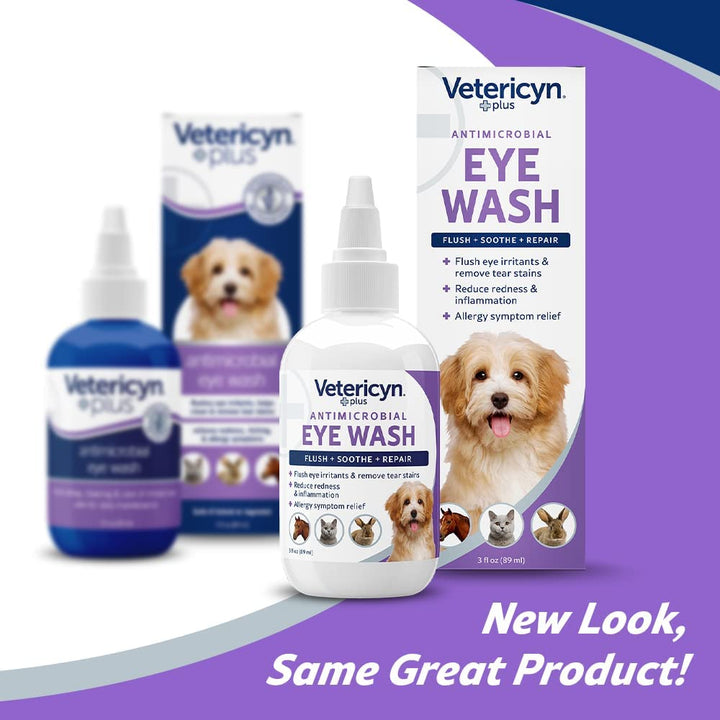 plus Dog and Cat Eye Wash | Eye Drops for Dogs and Cats to Flush and Soothe Eye Irritations, Dog Tear Stain Cleaner, Safe for All Animals. 3 Ounces