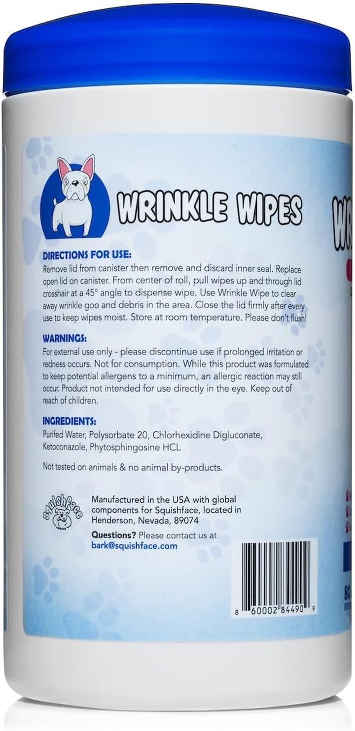 Wrinkle Wipes – 5”X7” Large Dog Wipes - Deodorizing, Tear Stain Remover – Great for English Bulldog, Pugs, Frenchie, Bulldogs, French Bulldogs & Any Breed! (80 Count)