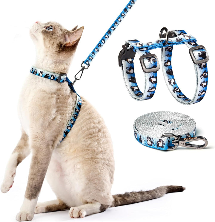 Cat Harness and Leash Set - Escape Proof Adjustable Cat Harness, Comfortable Soft Lightweight, Use Safe & Easy, Walking Travel Kitten Harness for Small Medium Large Cats (Hawaii Green)