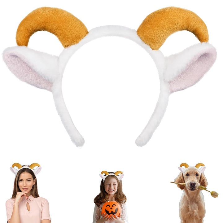 Dog Ears Golden Movable, Realistic Animals Ears Headband Brown, Fluffy Cat Bunny Bear Costume Halloween Christmas for Washing Makeup Cosplay Birthday Party
