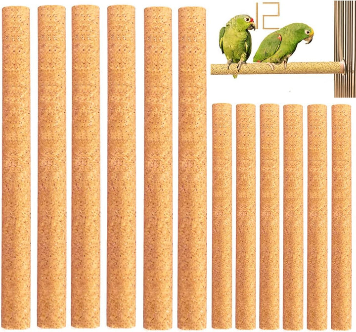 20Pcs Sand Perch Covers for Bird - Bird Perchs Covers 7.5" Long X 3/8" Diameter Bird Perches for Parakeets, Lovebirds, Parrotlets, Canaries and Other Small Birds (Yellow, 20Pcs 7.5" X 0.43")