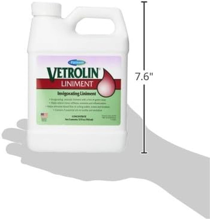 Vetrolin Horse Liniment for Muscle Soreness, Stiffness and Inflammation Relief on Horses, Helps Reduce Swelling, Aids in Pain Relief, 32 Oz.