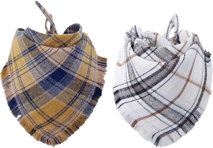 Fall Dog Bandana Autumn Thanksgiving Plaid Reversible Triangle Bibs Scarf Accessories for Dogs Pets