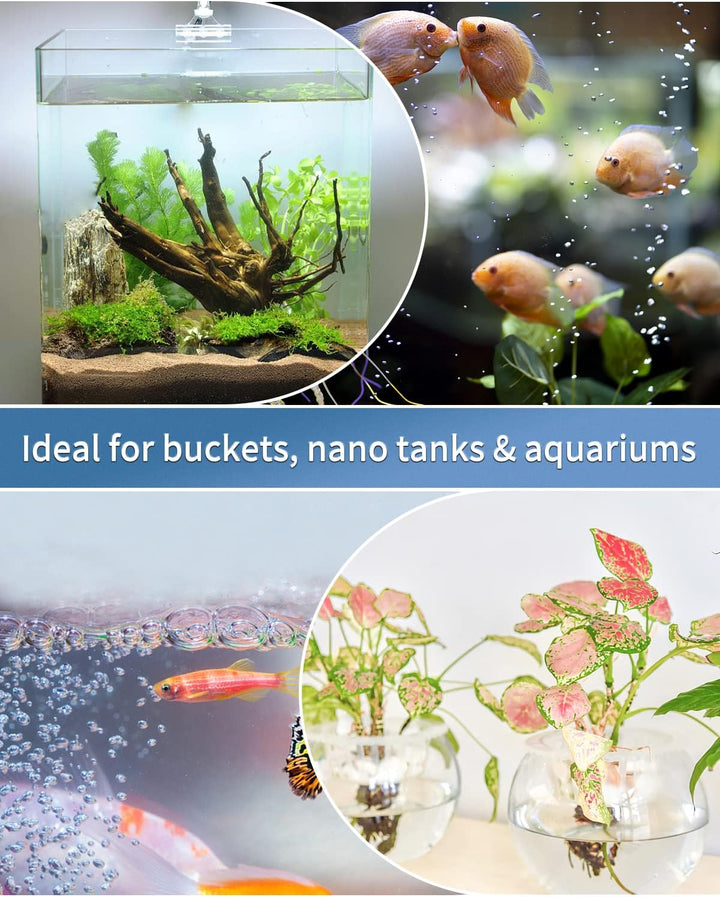 Aquarium Air Stone Disc, 0.9 Inch Tiny Fish Tank Air Stone Kit Ultra-High Dissolved Bubbler Airstone with Accessories for Aquarium Fish Tank and Small Bucket(Pump and Tubing Not Included)