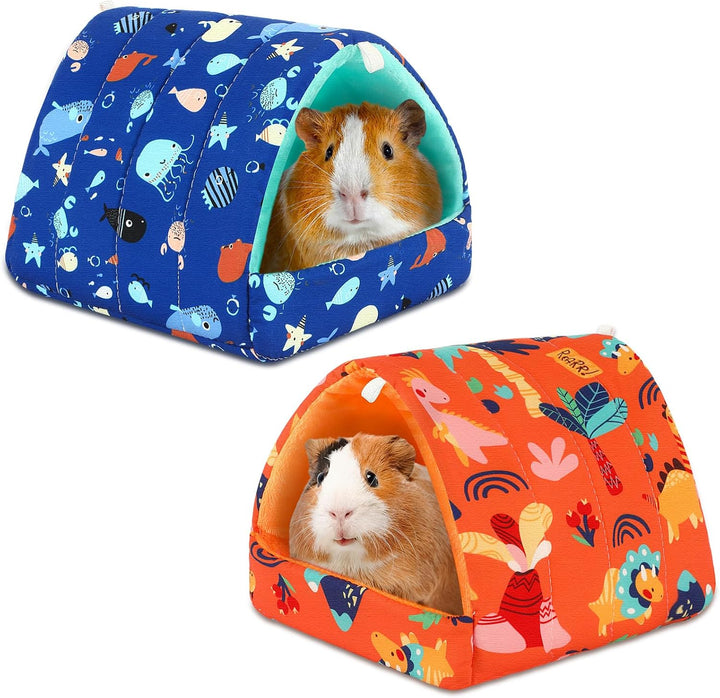 2 Pack Guinea Pig Hideout,Guinea Pig Bed Washable Small Animal House Cage Accessories for Mouse Chinchillas Hamsters Hedgehogs Ferrets Bearded Dragons and Rats