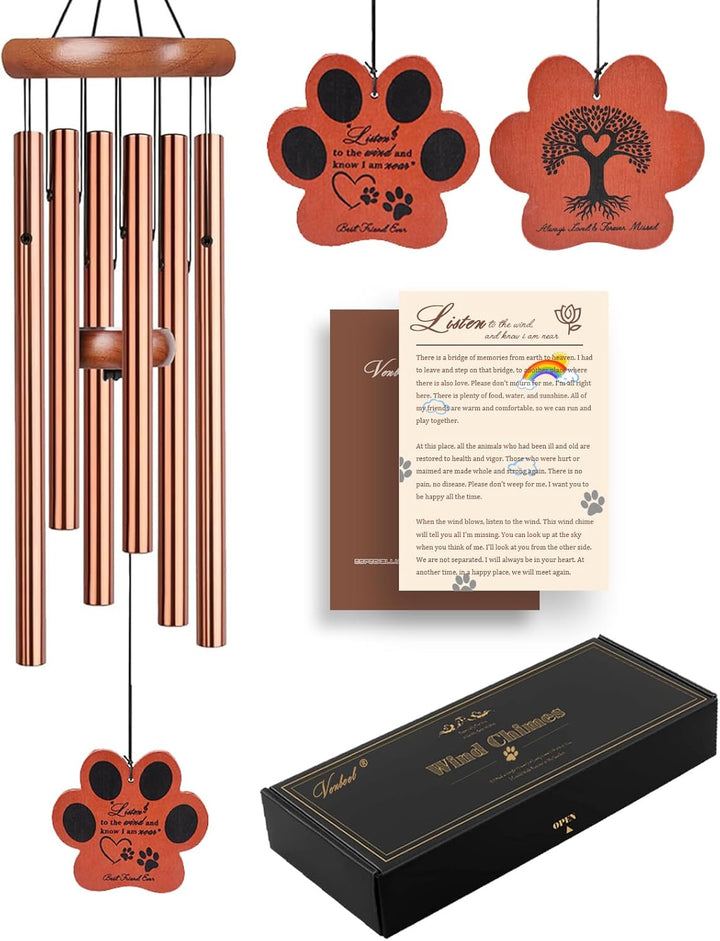 Dog Memorial Gifts, 28" Pet Memorial Wind Chimes, Loss of Dog Sympathy Gift, Pet Loss Passing Away Remembrance Bereavement Gift