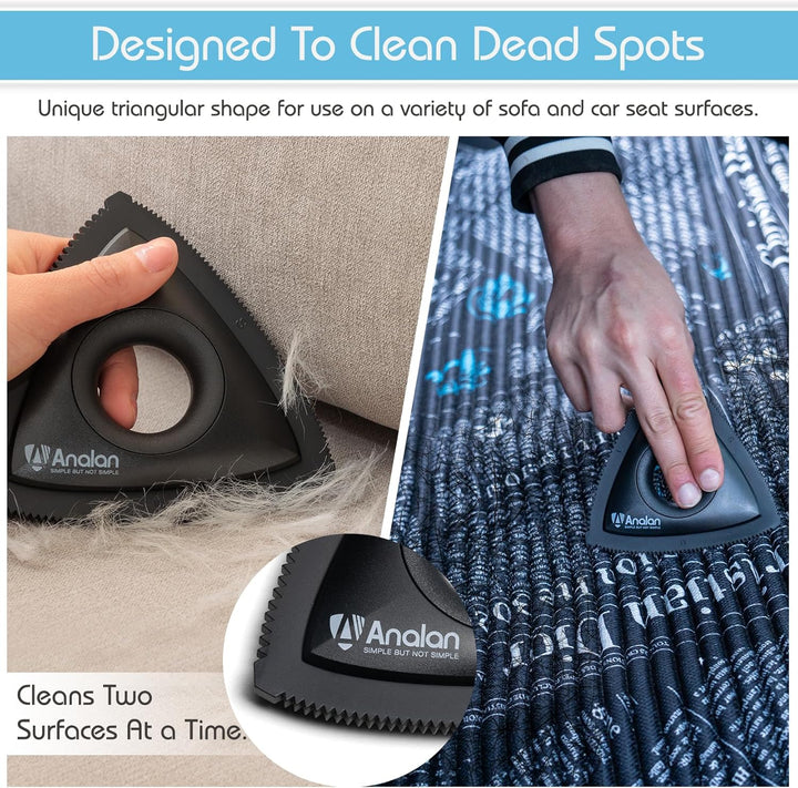 Mini Pet Hair Remover for Car Detailing Supplies, Carpet Dog Hair Remover for Car Interior, Triangle Dog Hair Remover for Auto Detailing, Couch, Furniture, Lint, Carpet (Jet Black)