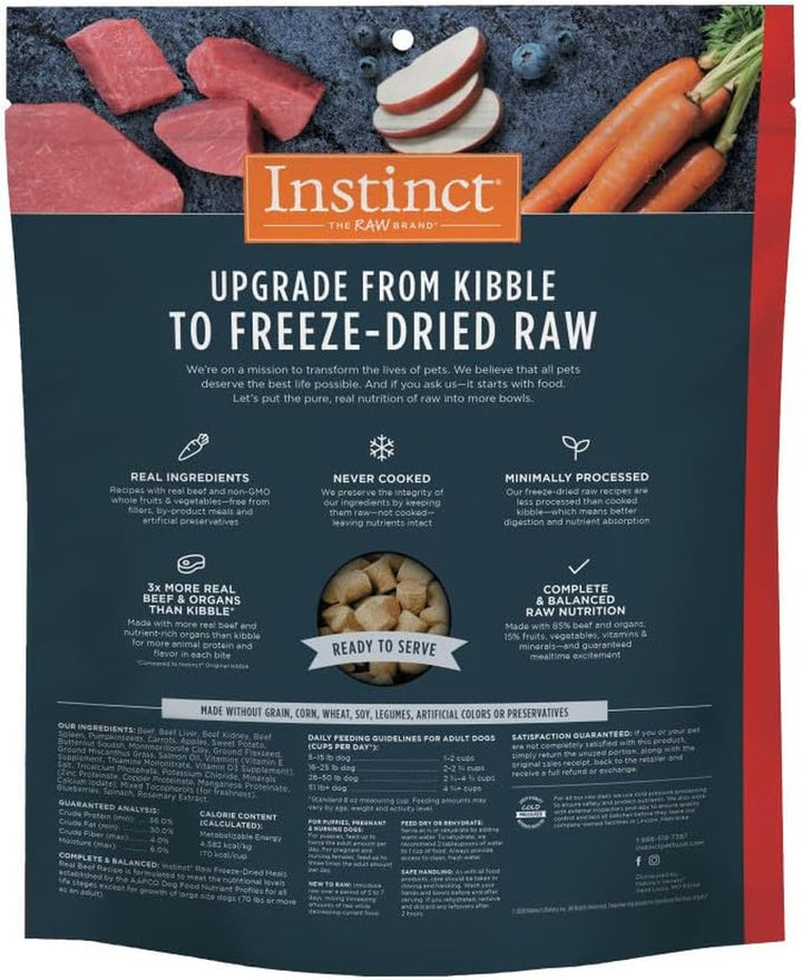 Freeze Dried Raw Meals, Natural Dry Dog Food, Grain Free - Real Beef, 25 Oz. Bag