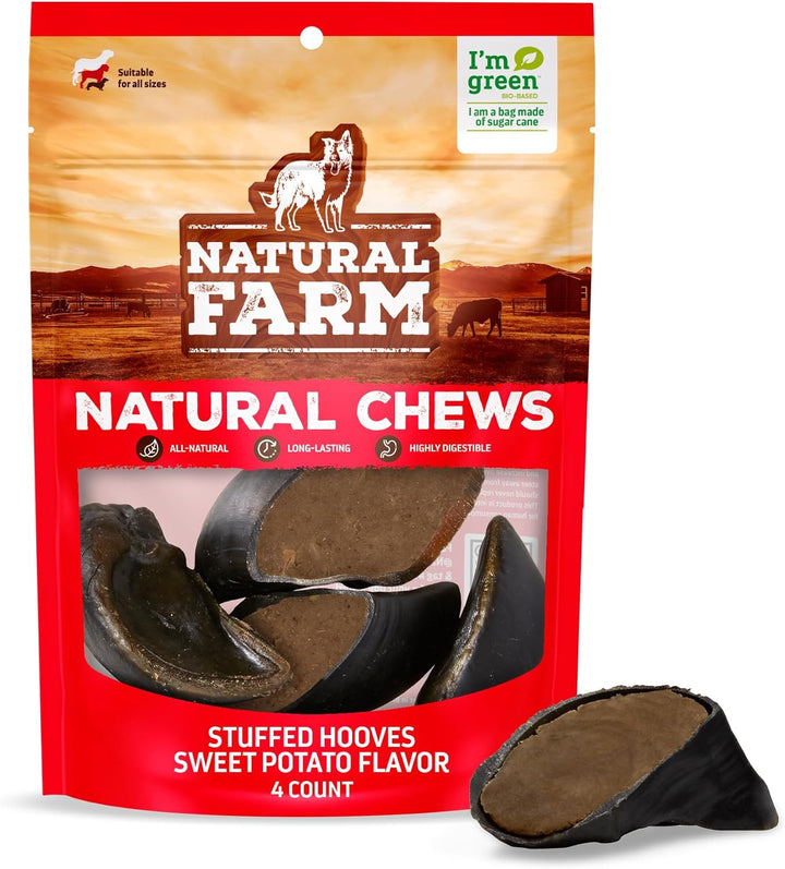 Cow Hooves (6 Pack), Odor-Free, All Natural Sourced from Farm-Raised Beef Hoof Dog Treats, Great Alternative to Bully Sticks or Rawhide, Dental Chew for Small, Medium, Large Breeds