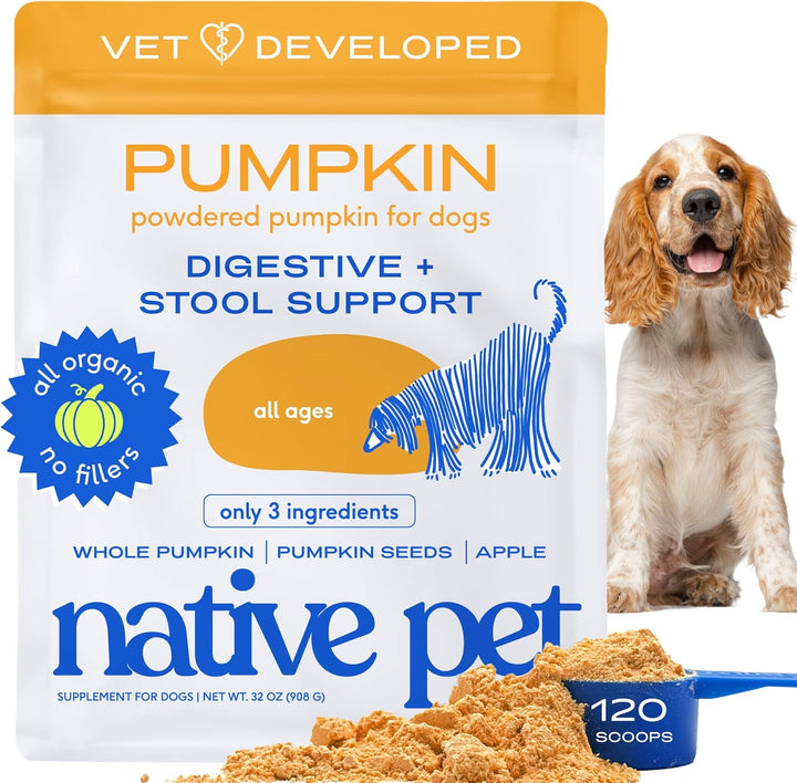 Pumpkin for Dogs - Organic Powder Pumpkin Puree Dog Food Toppers -Rich in Fiber Supplement Powder Helps with Digestion, Nutrient Absorption, Diarrhea, Constipation & Upset Stomach-30 Scoops