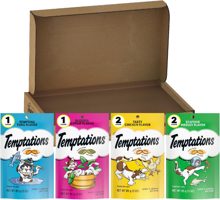 Classic Crunchy and Soft Cat Treats Feline Favorites Variety Pack, 3 Oz. Pouches (Pack of 4)