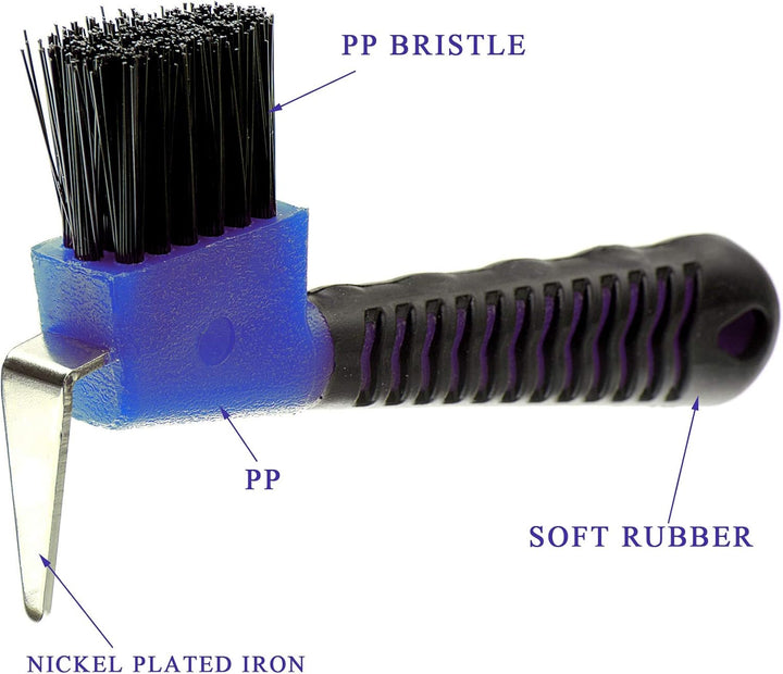4Pcs Horse Hoof Pick Brushes, with Soft Touch Rubber Handle